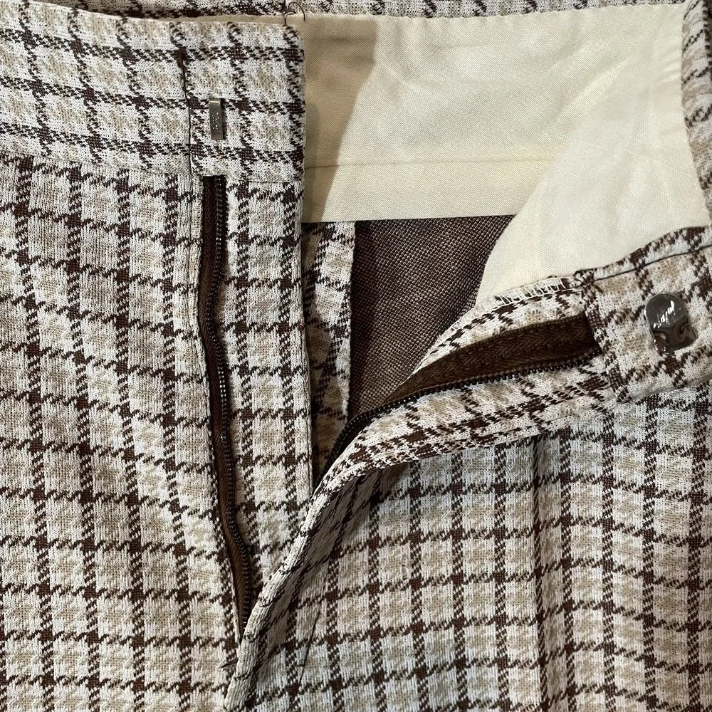 Dickies‎ Dress Pants Brown Houndstooth pattern wide leg Sz 18 70s Retro Academia